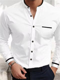 Men's Business Party Holiday Contrast Color Stand Collad Shirts