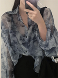 Trendy Sun-proof Clothing Tie Dye Blouses for Ladies