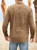 Lapel Double Pockets Casual Vacation Shirts for Male