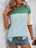 Women's Color Block Striped Texture Casual Shirt