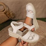 Women's Bohemian Round Toe Wedge Heel Breathable Sandals