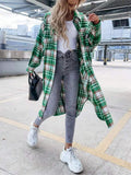 Women's Leisure Candy Color Lapel Extended Plaid Shirt