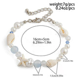 Women's Bohemian Starfish Conch Glass Bead Pearl Bracelets