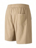 Letter Patch Corduroy Sportswear Shorts for Men