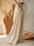 Elegant High-Rise Cotton Loose Wide Leg Pants for Women