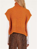 Ladies Stylish Cable Knitting Turtleneck Sleeveless Sweaters