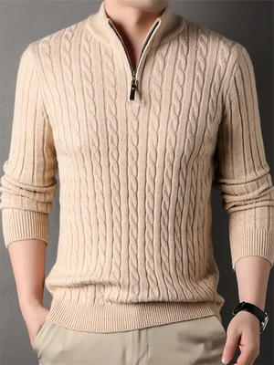 Slim Fit Zipper Mock Neck Sweaters for Men