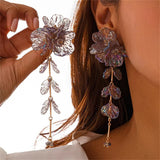 Transparent Acrylic Flower Petals Tassel Drop Earrings for Lady