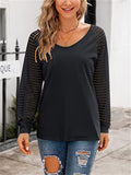 Ladies Daily V Neck Visible Long Sleeve Shirt