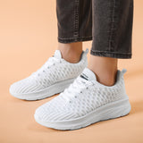 White & Black Classic Breathable Knitted Sports Shoes for Women