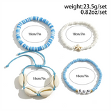 4pcs/Set Starfish Seashell Letter SUN Boho Style Bracelets