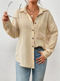 Women's Holiday Candy Color Lapel Button Up Blouses