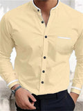 Men's Business Party Holiday Contrast Color Stand Collad Shirts