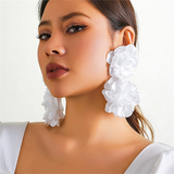 Ladies Solid Color Wedding Exaggerated Petal Earrings