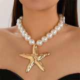 Women's Starfish Pendant Imitation Pearl Exaggerated Necklace