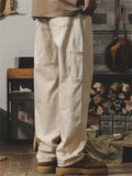 Wavy Line Embroidery Wear Resistant Straight-Leg Trousers for Men