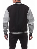 Men's Color Matching Button Up Letterman Jackets