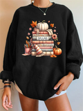 Female Halloween Pumpkin Book Pencil Scarf Graphic Hoodies