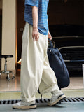 Ladies Summer Casual Light Spliced Wide-Leg Pants