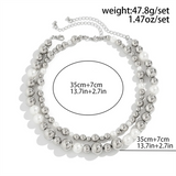 2pcs/Set Chunky Beads Ball Shaped Clavicle Chain Necklaces