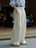 Women's Simple Fashionable High-rise White Trousers