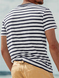 Men's Leisure Round Neck Stripe T-shirts