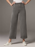 Elegant High-Rise Solid Color Straight-Leg Jeans for Lady