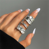 Women's 3Pcs/Set Trendy Irregular Metal Rings