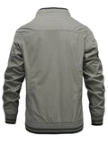 Men's Pure Cotton Stand Collar Anti-Theft Zipper Pocket Casual Jacket