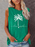 Women's Coconut Tree Printing  Sleeveless T-shirt