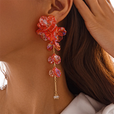 Transparent Acrylic Flower Petals Tassel Drop Earrings for Lady