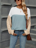 Candy Color Striped Texture Autumn Long Sleeve Shirt for Women