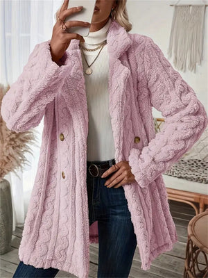 Candy Color Keep Warm Fluffy Mid-Length Coat for Lady