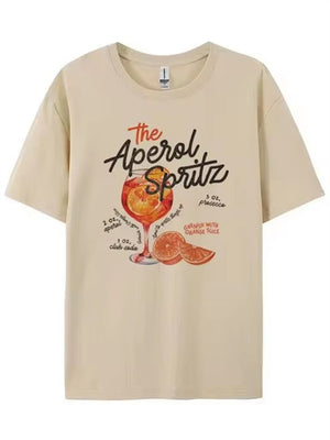 Women's Cute Alcohol Drink Aperol Spritz Letter Print T-shirts