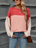 Candy Color Striped Texture Autumn Long Sleeve Shirt for Women