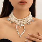 Big Love Heart Pendant Exaggerated Layered Necklace for Women