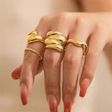 Women's 4Pcs/Set Fashion Luxury Irregular Geometry Rings