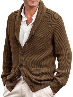 Men's Solid Color Slim Fit Single-Breasted Knitted Sweater