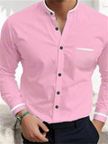 Men's Business Party Holiday Contrast Color Stand Collad Shirts