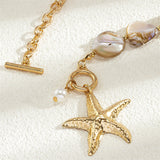 Ladies Conch OT Buckle Starfish Imitation Pearl Necklaces