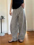 Women's Chic Cozy Oversized Cotton Linen Plaid Trousers