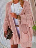 Simple Cosy Knitted Cardigan Midi Sweater for Women