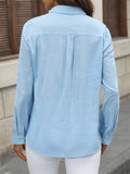 Female Double Pocket Button Up Long Sleeve Blouse