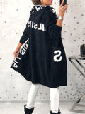 All Sins Letter Contrast Color Hooded Knitted Sweater for Lady