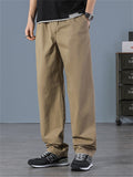 Simple Loose Men's Large Size Elastic Waist Cargo Pants