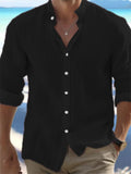 Leisure Breathable Stand Collar Long Sleeve Shirt for Men