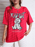 Women's Fashion Summer Bad Rabbit Print Tees