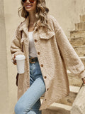 Women's Cute Fluffy Lapel Button Mid-Length Coat