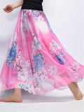 Ladies Flowy Chinese Landscape Floral Print Skirts