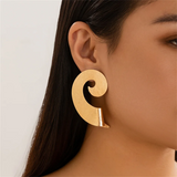 Female Irregular Curved Wave Shaped Pierced Earrings